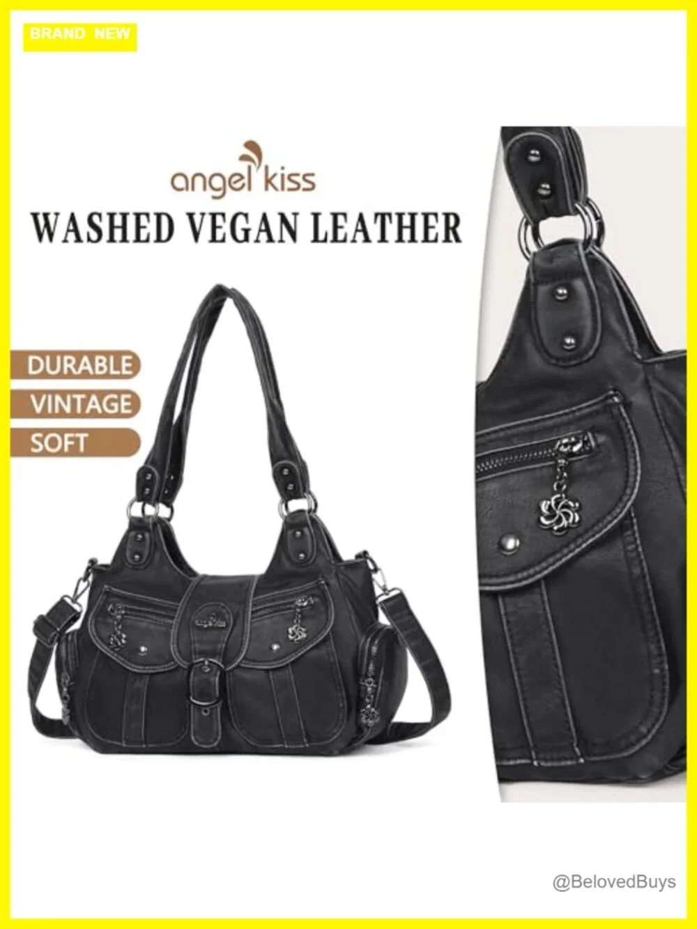 Vegan Leather Hobo Bag Women Roomy Tote with Crossbody Strap